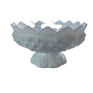 Hobnail/milk glass candle holder